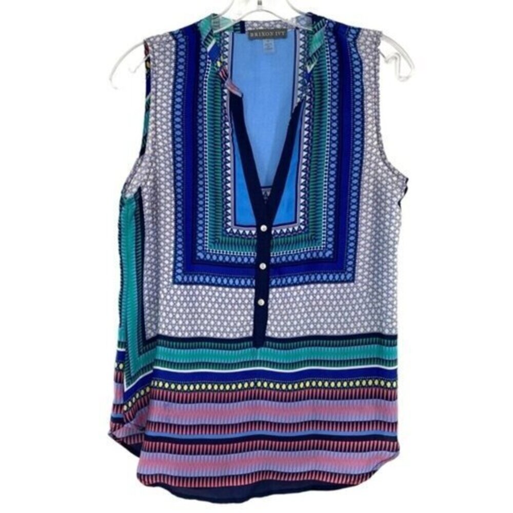 Brixon Ivy Stitch Fix Asymmetrical Blouse Geometric Lightweight Tribal Top